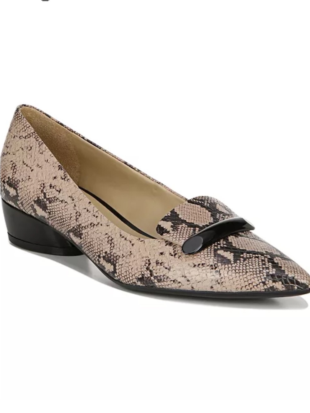 Naturalizer Booker Slip-on Pointed Toe Snakeskin Print Low Block Heel SZ 7.5